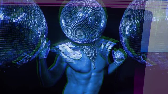 disco man sexy discoball glitterball party music muscular