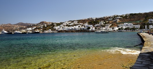 Fototapeta premium Pleasure craft in the harbour of Mykonos
