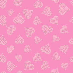 Valentines day hearts doodles seamless pattern. Romantic stickers collection. Hand drawn effect vector