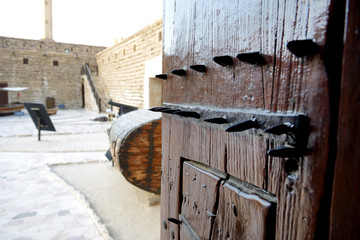 The entrance door with thorns of Dubai museum, UAE