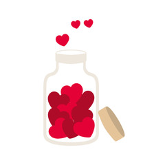 jar with hearts isolated icon