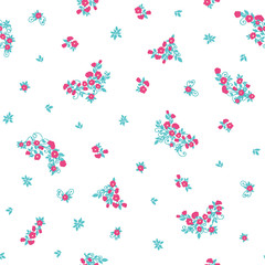 Turquoise blue, pink and white floral pattern