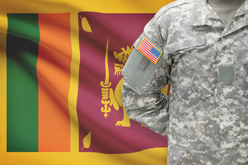 American soldier with flag on background - Sri Lanka