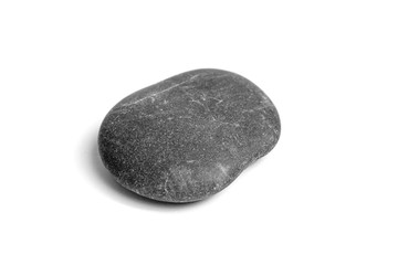 Pebble. Smooth gray sea stone isolated on white background