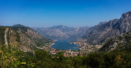 Fototapeta premium Panorama of mountains and Kotor Bay, largest bay of the Adriatic