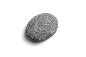 Pebble. Smooth gray sea stone isolated on white background
