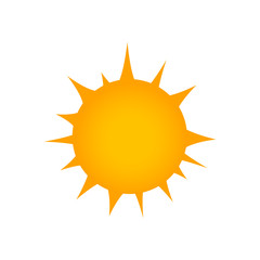 Flat sun Icon. Summer pictogram. Sunlight symbol. Rays. Vector illustration isolated on white background.