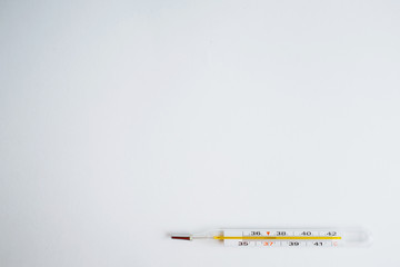  mercury thermometer on a white background with space for text