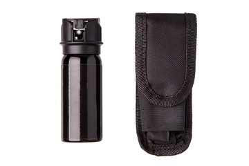 A can of pepper spray for self defense isolated on white
