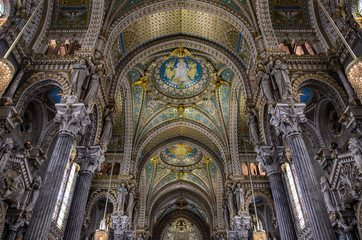 Basilique Notre Dame de Fourvière, Lyon, France.
