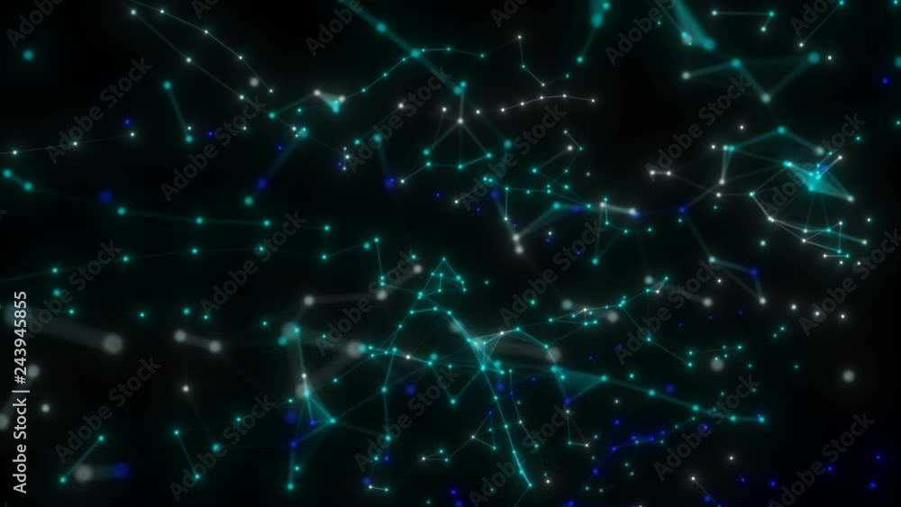 Poster abstract background of technology network. animation of rotation and flying abstract lines and flick