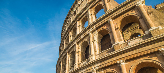 View of Colosseum in Rome on a sunny day