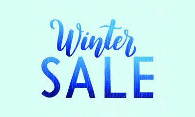 Winter SALE poster with hand written lettering text with texture on blue background for advertising and promotion. Vector illustration EPS10.