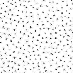Small cross seamless pattern black on white
