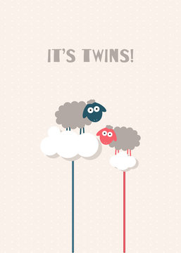 It's Twins Baby Shower Abstract Card 