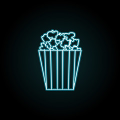 Popcorn line icon in neon style. Simple thin line, outline vector of Amusement set icons for UI and UX, website or mobile application