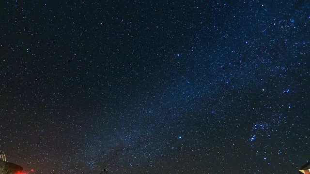 Astro Timelapse of Milky Way Galaxy over Radio Telescope -Zoom Out-