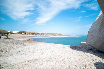 Fototapeta premium Monolithos beach - Aegean sea - Santorini island - Greece