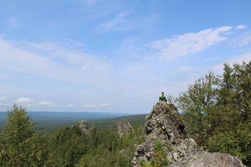 tourist on top of the mountain