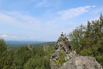 tourist on top of the mountain