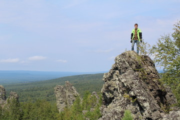 tourist on top of the mountain