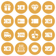 Set of 16 gift and coupon icons