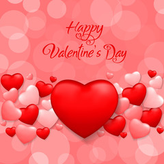 Valentines day background with red heart pattern. Vector illustration. Posters, brochure, invitation, wallpaper, flyers, banners.