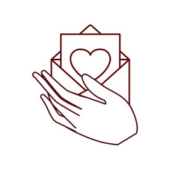 hand with letter envelope isolated icon