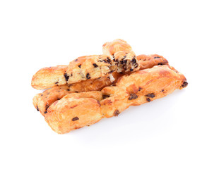 Bread chocolate chip stick isolated on white background