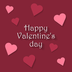 Happy Valentine's day hand lettering on red background. Vector graphics. Romantic card, greeting card, invitation, banner template.