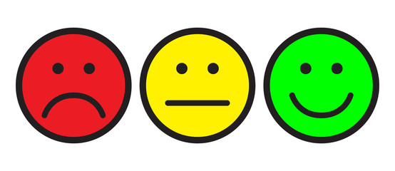 Red, yellow and green smileys
