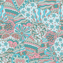 Seamless background of doodle hearts