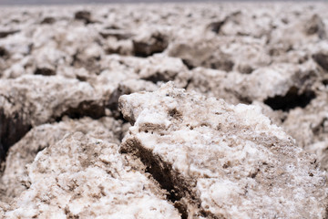 Nahaufnahme von Salz am Devil's Golf Course, Tal des Todes, Kalifornien, USA