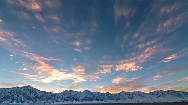 Timelapse of Heavenly Colorful Sunset Afterglow over Alpine Summit 