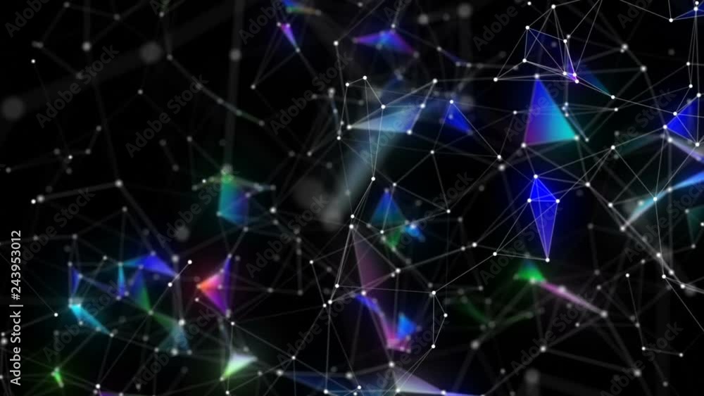 Poster seamlessly loopable animation of flying through glowing nebulae and stars