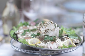 close up.the dish at the restaurant on blurred background
