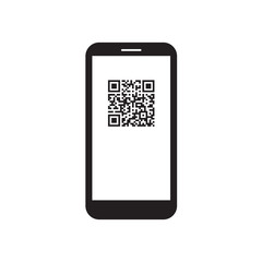 Smartphone with qr code icon on the screen