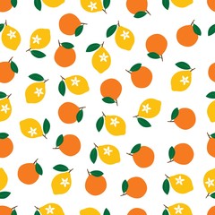 Seamless pattern with lemons and oranges