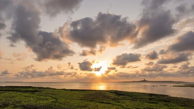 Timelapse of Gorgeous Sunset at Exotic Coastline in Okinawa