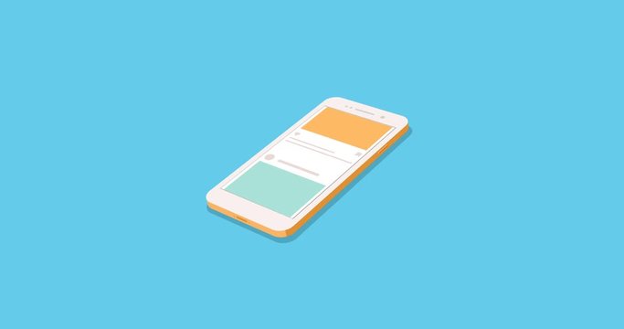 isometric concept smartphone with social network
