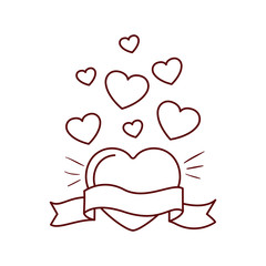 heart with ribbon isolated icon