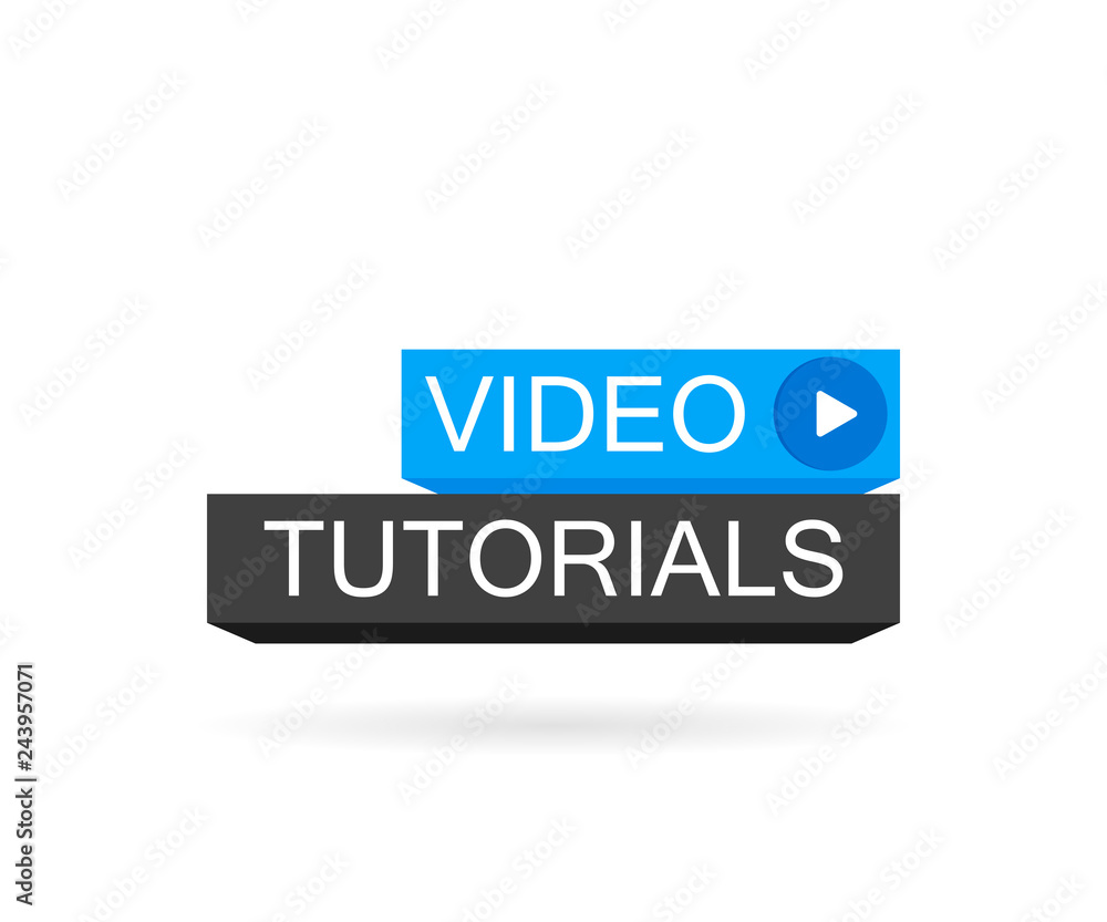 Poster video tutorials button. modern vector illustration flat style