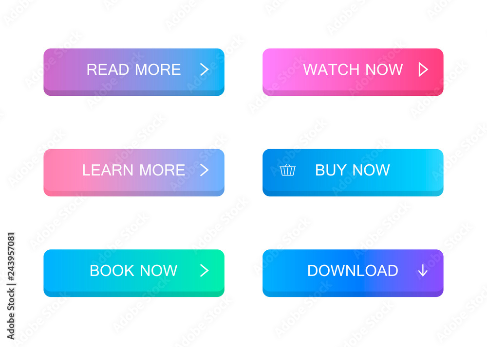 Poster set of modern material style buttons. different gradient colors. modern vector illustration flat sty