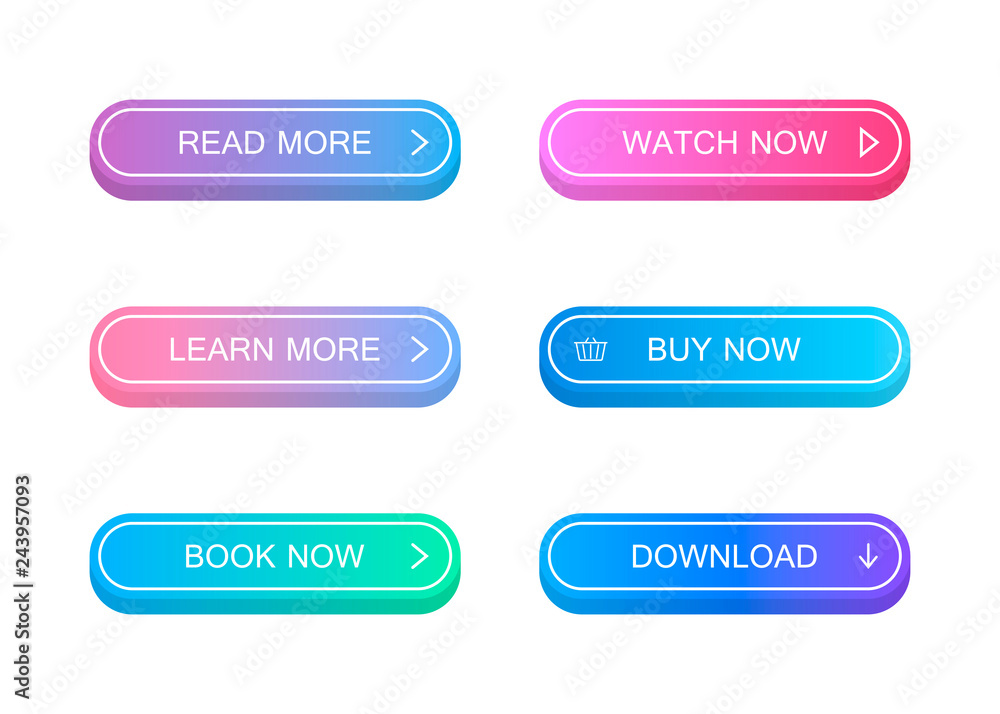 Poster set of modern material style buttons. different gradient colors. modern vector illustration flat sty