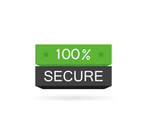 100 Secure button. Badge for commerce website. Modern vector illustration flat style