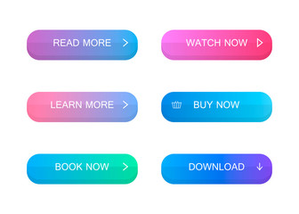 Set of modern material style buttons. Different gradient colors. Modern vector illustration flat style