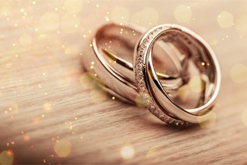 Engagement rings on background close up