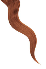 Long wavy henna hair isolated on white background