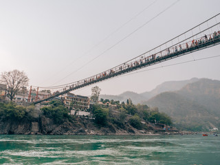 a bridge in Rishikesh, India