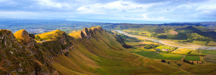 Fototapeta na wymiar Picturesque panoramic view from Te Mata peak, Hawkes Bay, New Zealand